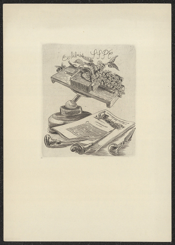 Jaroslav Lukavský – Ex libris SSPE (Spolek sběratelů a přátel exlibris) 