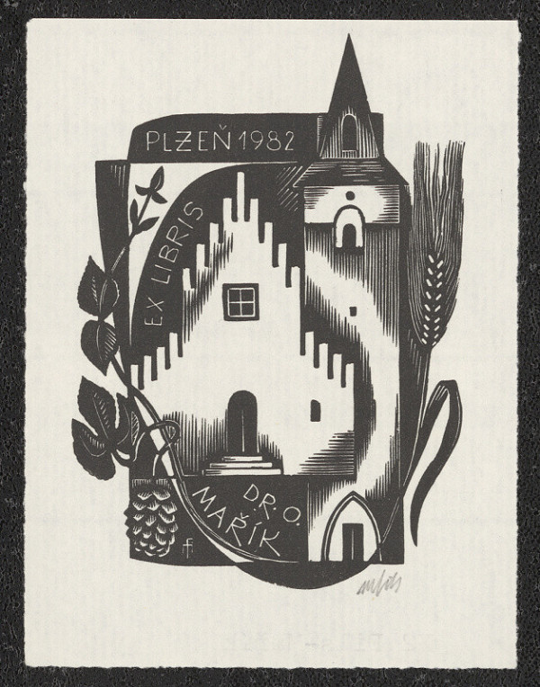 Otakar Mařík-Fils – Ex libris Dr. O. Mařík, Plzeň 1982 