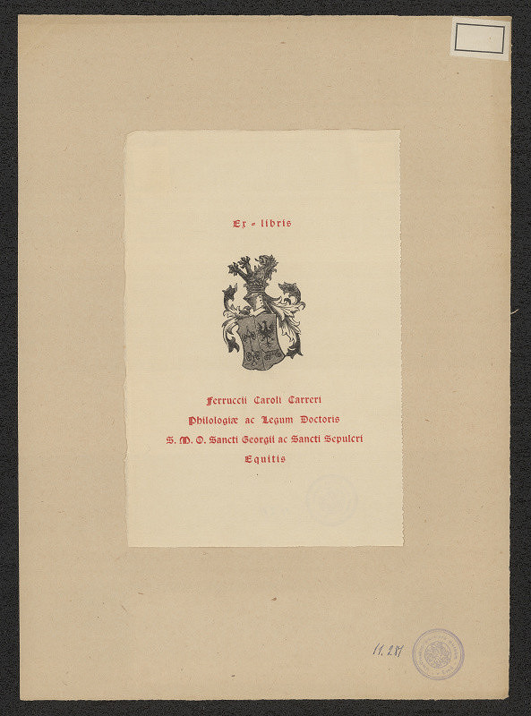 neznámý – Dr.filol. a JUDr Carrerus Carolus, rytíř 