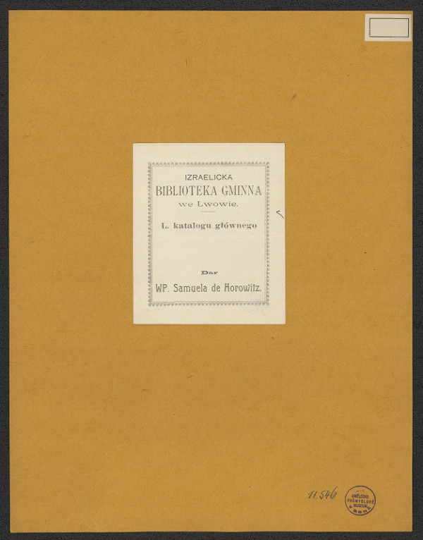 neznámý – Izraelická biblioteka Gminna we Lwovie 