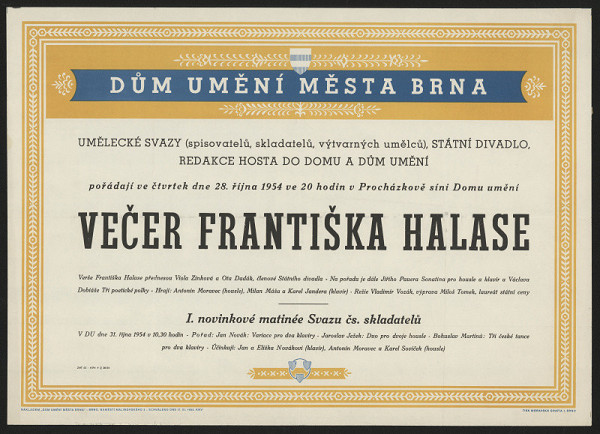 neznámý – Večer Františka Halase 