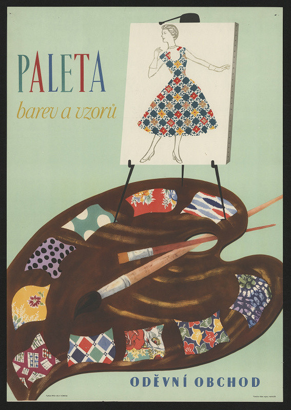 neznámý – Paleta barev a vzorů. Oděvní obchod 
