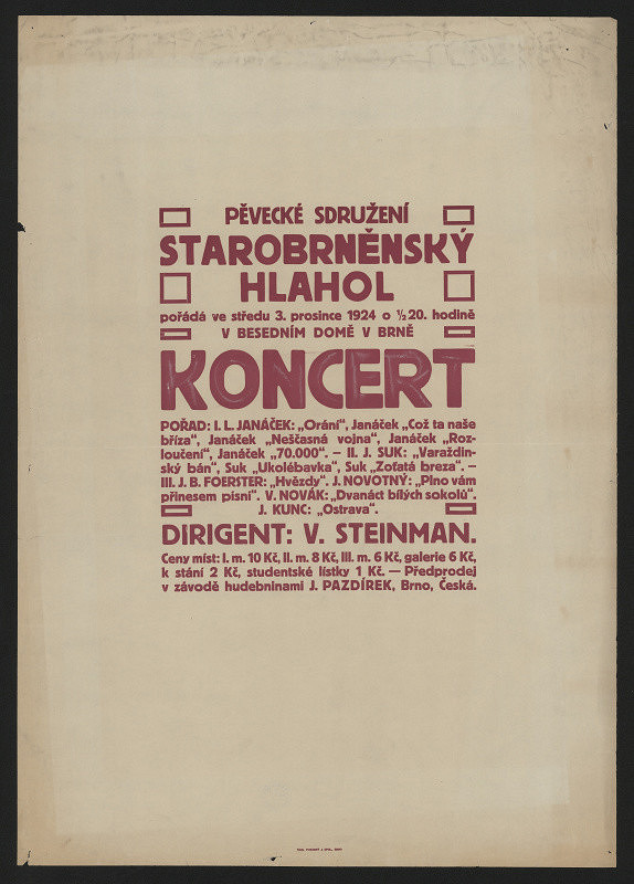 neznámý – Plakát Starobrněnského Hlaholu 