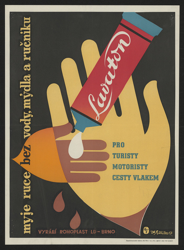 Vladimír Bernard Růžička – Myje ruce bez vody, mýdla a ručníku. Lavaton.Podnik Rohoplast LD Brno 