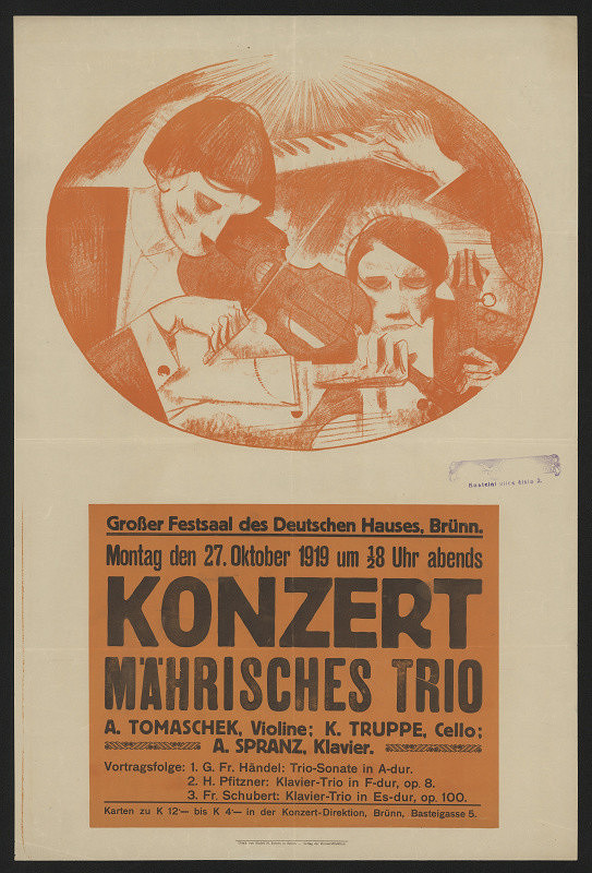 neznámý – Plakát koncertu Mährisches Trio, Brno 1919 