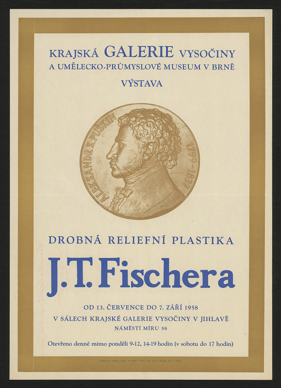neznámý – Výstava J. T. Fischera, drobná reliefní plastika, Krajs. galerie Vysočiny Jihlava 