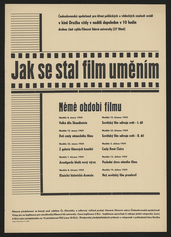 neznámý – Jak se stal film uměním, Kino Družba 