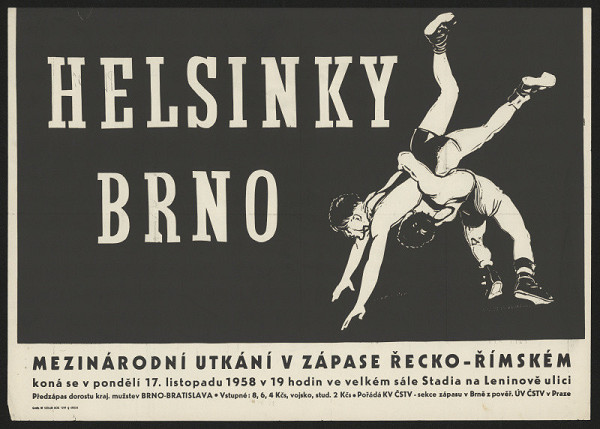 neznámý – Helsinky-Brno. Mezinár. utkání v zápase řecko-římském, Stadion, Leninova 