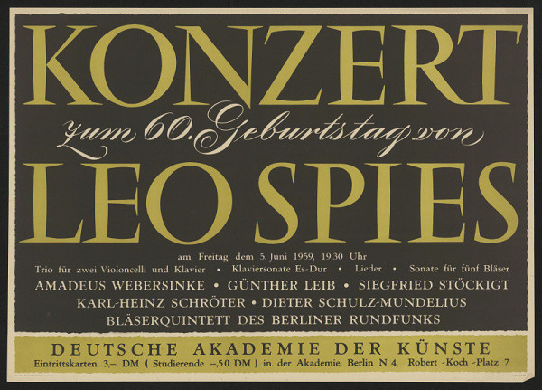 neznámý – K 60. narozeninám Leo Spiese, Berlin, Robert Koch - Platz 