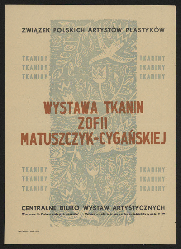 neznámý – Zofie Matuszczyk-Cyganskiej, Warszawa, výstava tkanin 