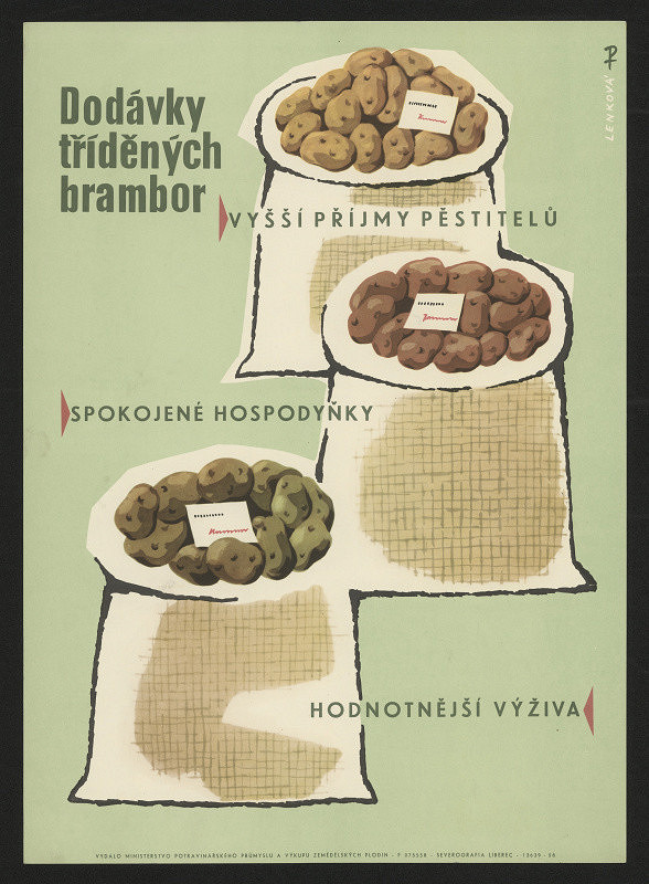 Věra Lenková (Reinerová) – na dodávky tříděných brambor, Mirnist. potravinář. průmyslu 