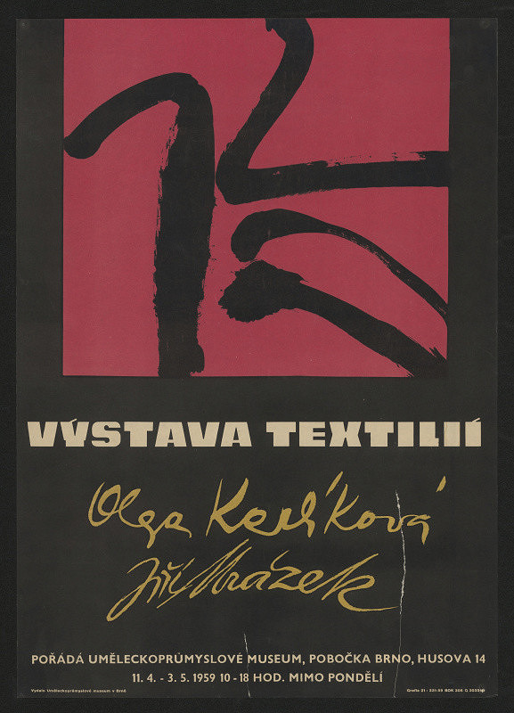 neznámý – Výstava textílií Olgy Karlíkové a Jiřího Mrázka, UPM Brno Husova 14 