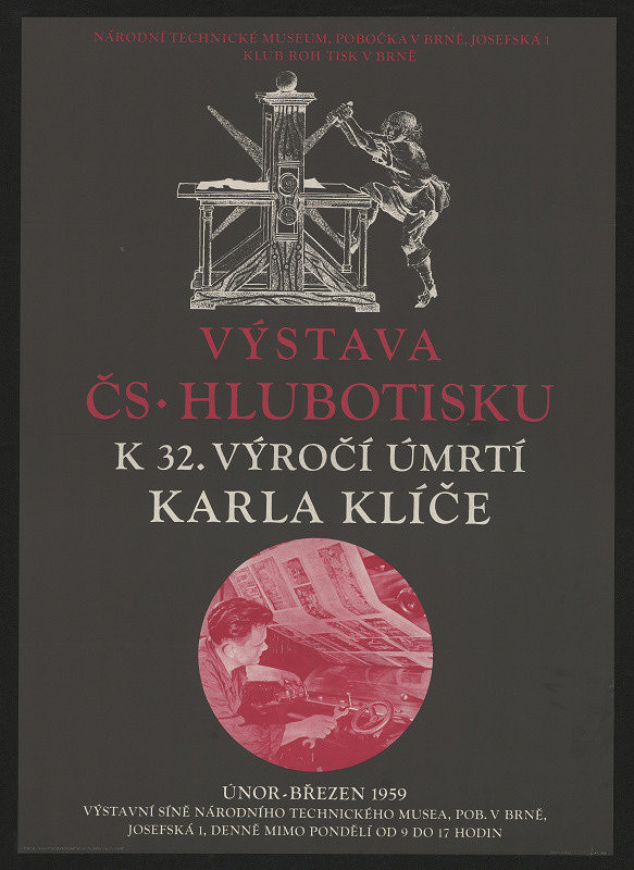 neznámý – Čs. hlubotisk, k 32. výr. úmrtí K. Klíče, Nár. techn. museum Brno, Josefeksá 