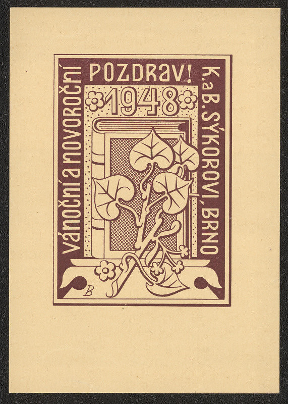 neznámý – vánoční a novoroční pozdrav  K. a B. Sýkorovi 