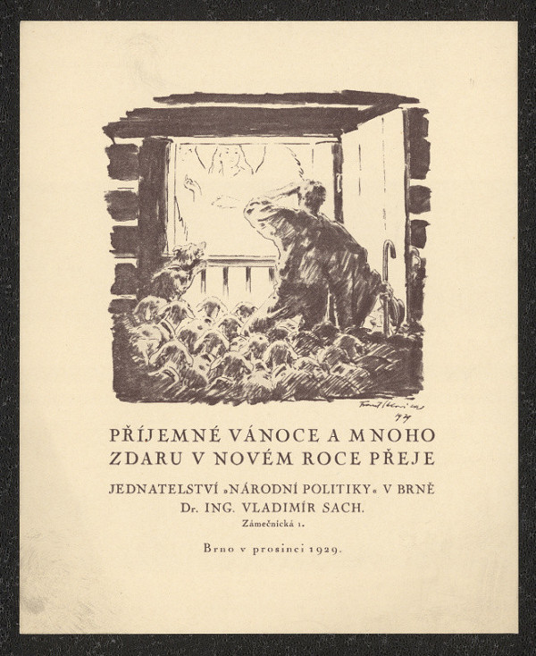 František Hlavica – Novoročenka jednot. Národní politiky v Brně 
