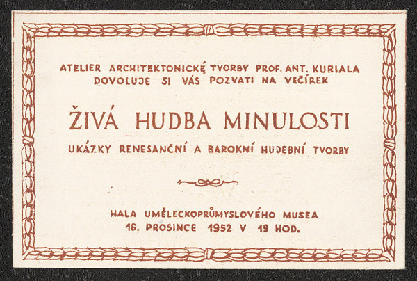 neznámý – Pozvánka na večírek: Živá hudba minulosti, ukázky renes. a barokní hudby, UPM Brno 
