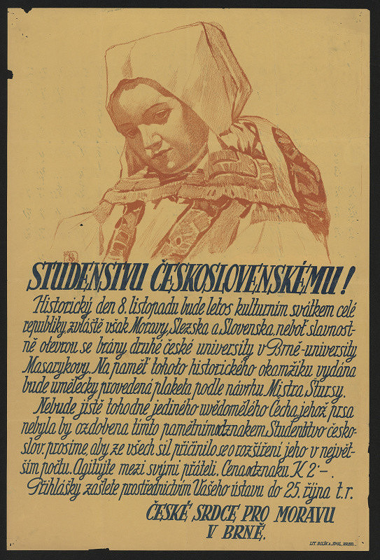 neznámý – Studenstvu československému - České srdce pro Moravu v Brně 