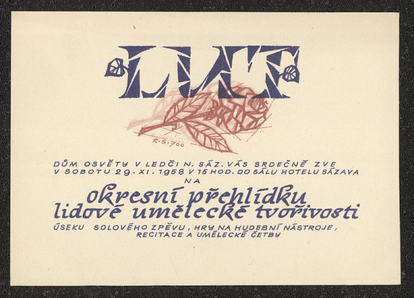 neznámý – na okresní přehlídku lidové umělec. tvořivosti, Ledeč n.Sáz. 