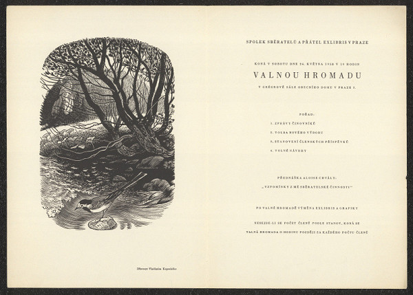 neznámý – Valná hromada Spolku sběratelů a přátel ex libris v Praze, Grégrův sál Obecního domu, Praha 