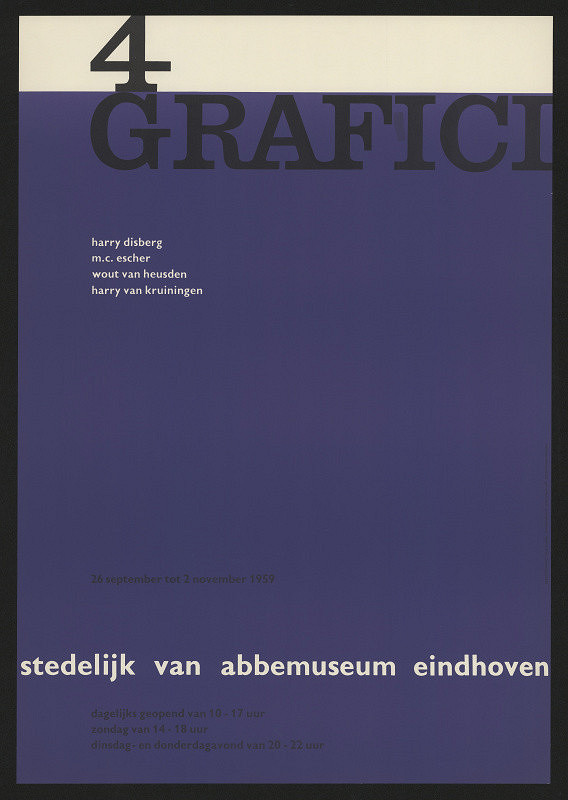 Wim (Willm Hendrick) Crouwel – na výstavu 4 grafiků, Stedelijk van Abbenmuseum, Eidhoven 