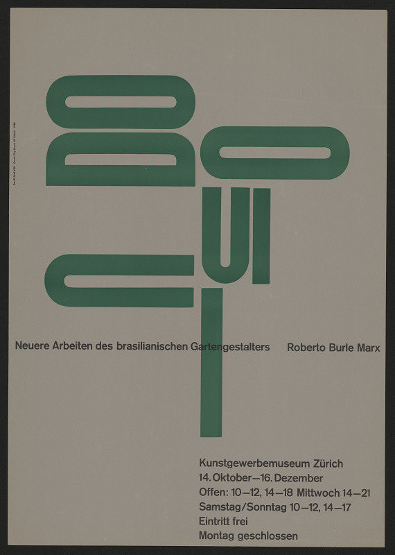 Karl B. Graf – Neuere Arbeiten des brasilianischen Gartengestalters Roberto Burle Marx, Kunstgewerbemuseum Zürich 