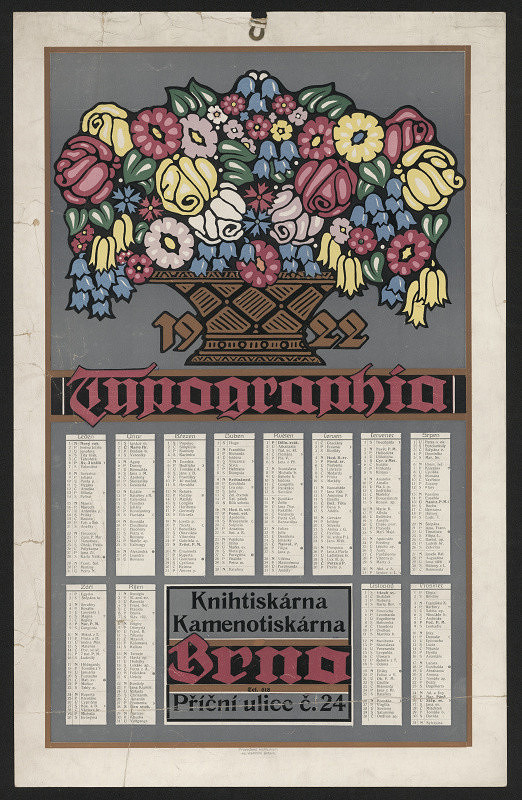 neznámý – Kalendář Typographia Brno, 1922 