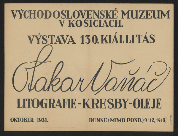 neznámý – Východoslovenské muzeum v Košiciach. Otakar Vaňáč 