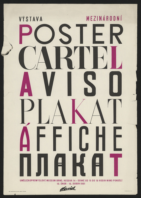 Jaša (Yasha) David – Výstava mezinárodní Poster, Cartel, A viso, Plakat, Áffiche, Plakat, 1961 