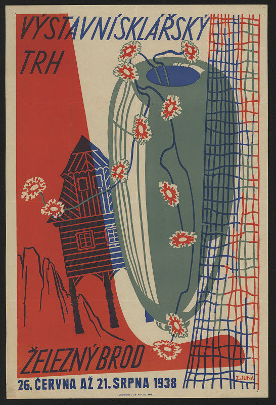 Zdeněk Juna/1903 – Plakát  výst. sklářského  trhu v Žel. Brodě 