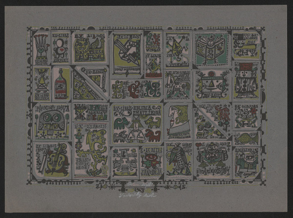 Zdeněk Seydl – 23 exlibris na jednom listu 