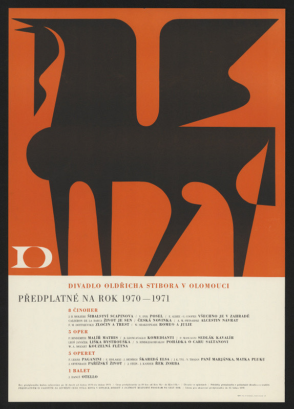 František Bělohlávek – Divadlo Oldřicha Stibora v Olomouci. Předplatné na rok 1970-1971 