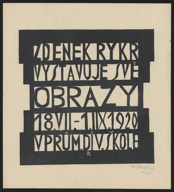 Zdeněk Rykr – Zdnek Rykr vystavuje své obrazy 18.VII.-1.IIX. 1920 v Prům. div. Škole 