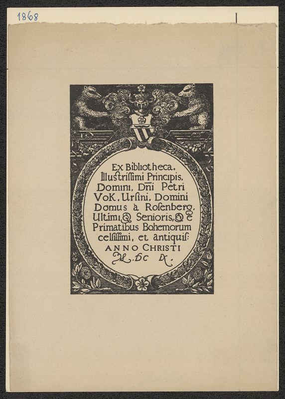 neznámý – Exlibris Petra Voka z Rožmberka 