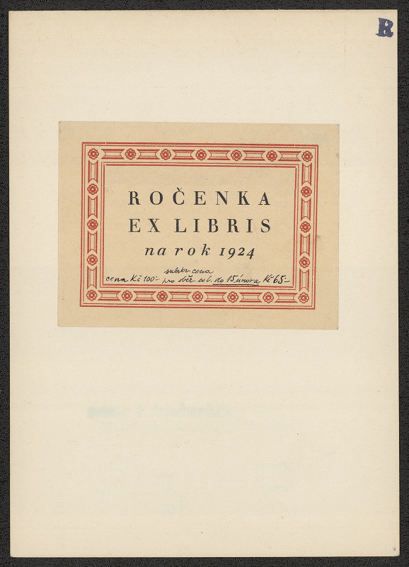 Václav Rytíř – Vigneta Ročenky exlibris na rok 1924 