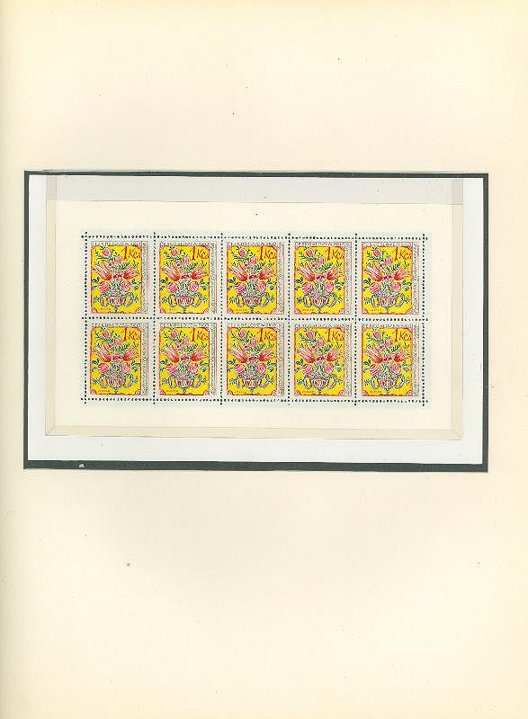 Karel Svolinský – původní aršík a desetiblok 