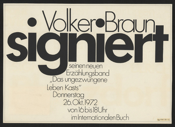Horst Wendt – Volker Braun signiert 