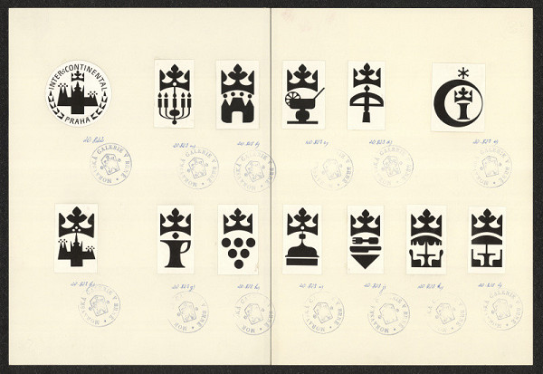 Jiří Rathouský – soubor 12 značek pro provozovny hotelu Continental 