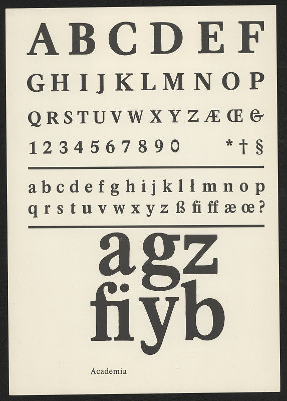 Josef Týfa – ACADEMIA - návrh písma 