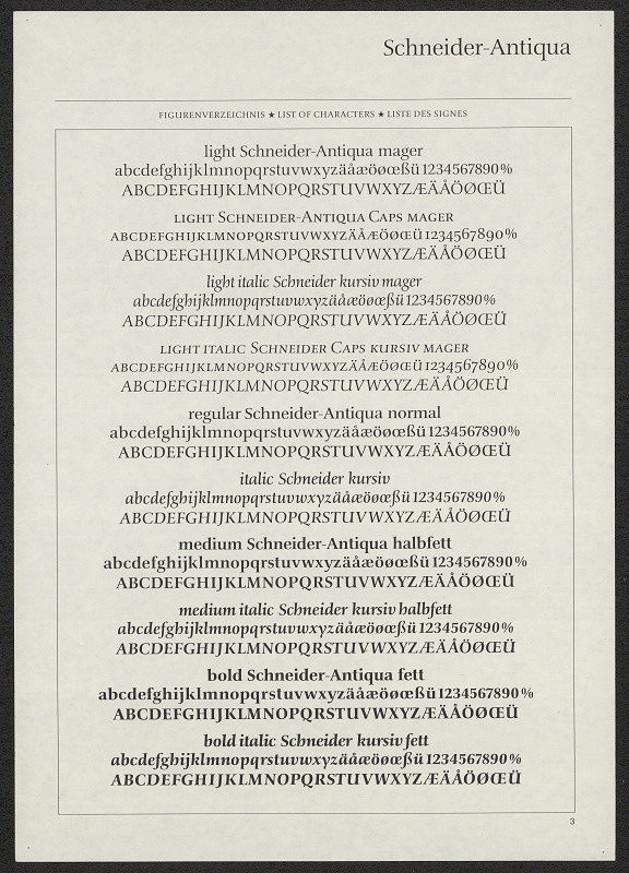 Werner Schneider – Schneider-Antiqua, Schneider-Antiqua Light 