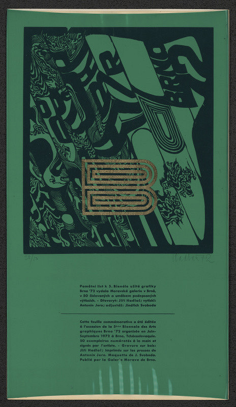 Jiří Hadlač – Pamětní list k 5.bienále užité grafiky Brno ´72