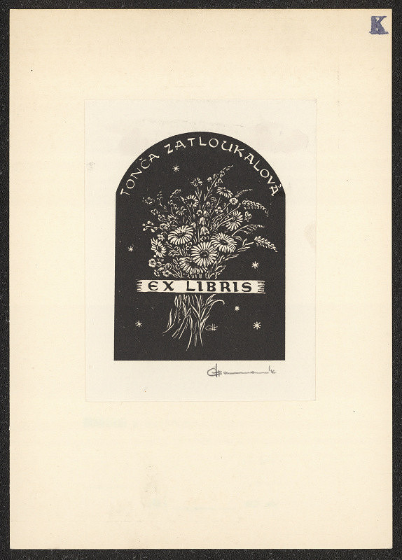 Antonín Kameník – Tonča Zatloukalová Ex libris 