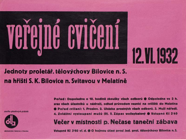 Antonín Jero – Veřejné cvičení jednoty proletář. tělovýchovy Bílovice 
