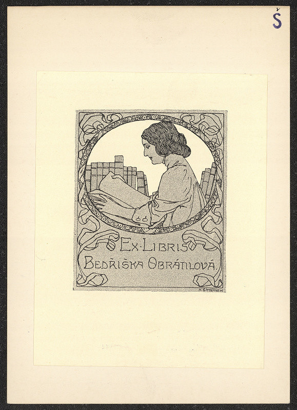 Karel Šimůnek – Ex libris Bedřiška Obrátilová 