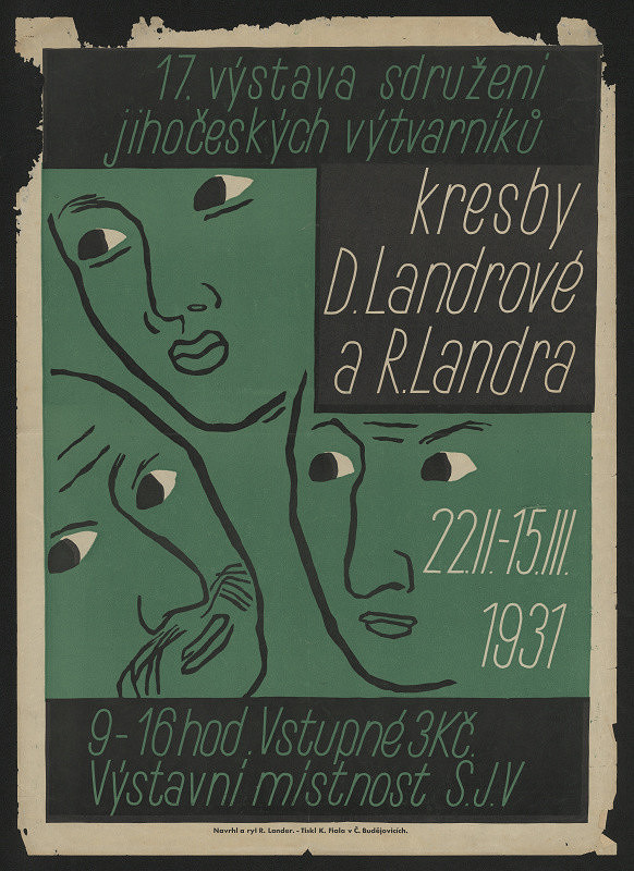 Richard Lander – 17. výstava sdružení jihočeských výtvarníků. Kresby D. Landrové a R. Landra 