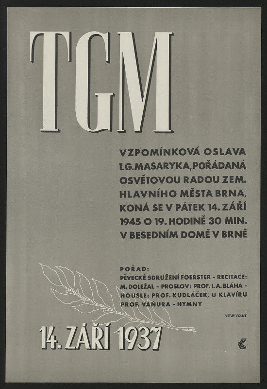 neznámý – T.G.M. 14. září 1937 
