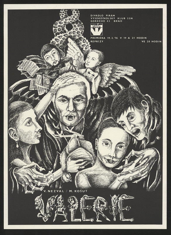 Jiří Havlíček – V.Nezval, M.Košut. Valerie. Divadlo Piram. Vysokoškolský klub SSM, Gorkého 43, Brno 