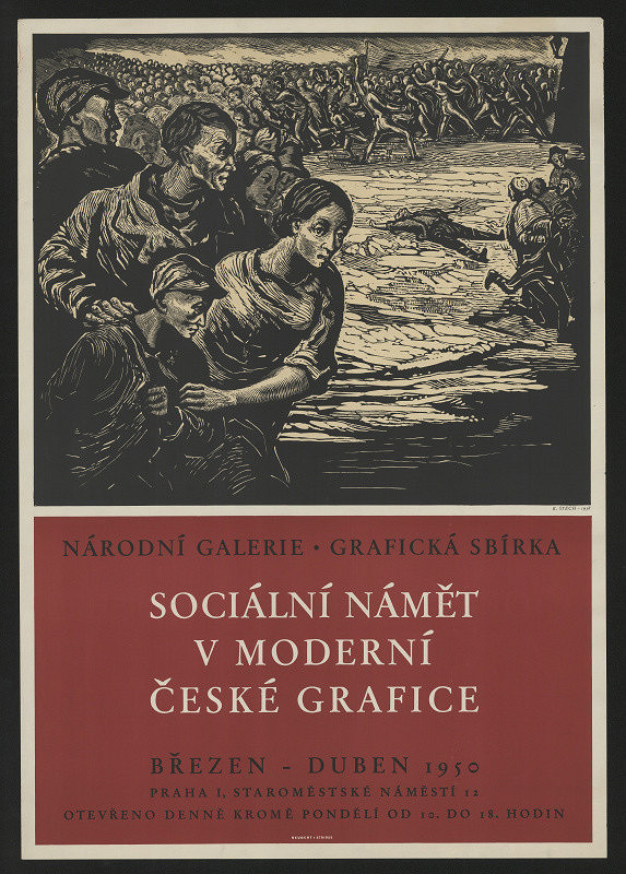 neznámý – Sociální námět v moderní české grafice. NG-grafická sbírka, břez-dub. 1950 