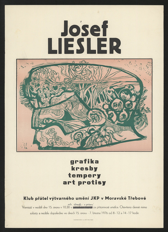 neznámý – Josef Liesler, Grafika, kresby, tempery, art protisy. Klub přátel umění Mor. Třebová 15.2.-7.3.1976 