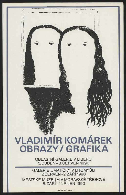 neznámý – Vladimír Komárek. Obrazy / grafika. Obl. galerie v Liberci, Galerie v Litomyšli, Měst. muz. v Mor. Třebové 1990 