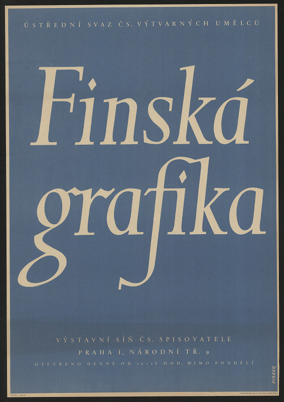 Miloš Pirdek – Finská grafika. Výstavní síň Čsl. spisovatel Praha 